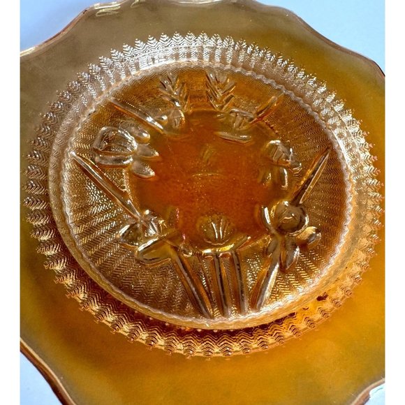 Vintage Jeannette - Iris & Herringbone - Iridescent Marigold Saucer - Picture 5 of 5